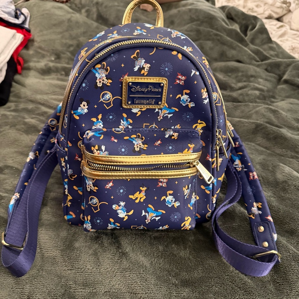 Loungefly Disney 50th Anniversary Navy Backpack with Gold Accents